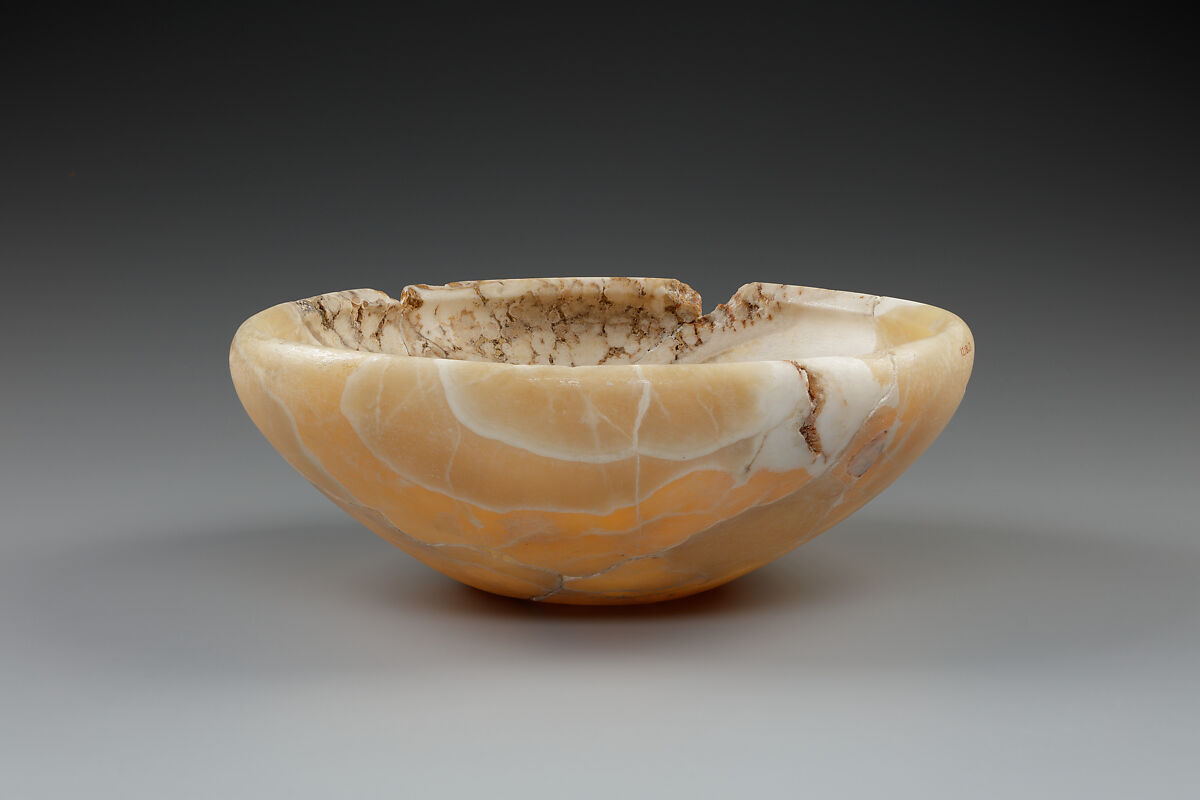Deep bowl, Travertine (Egyptian alabaster) 
