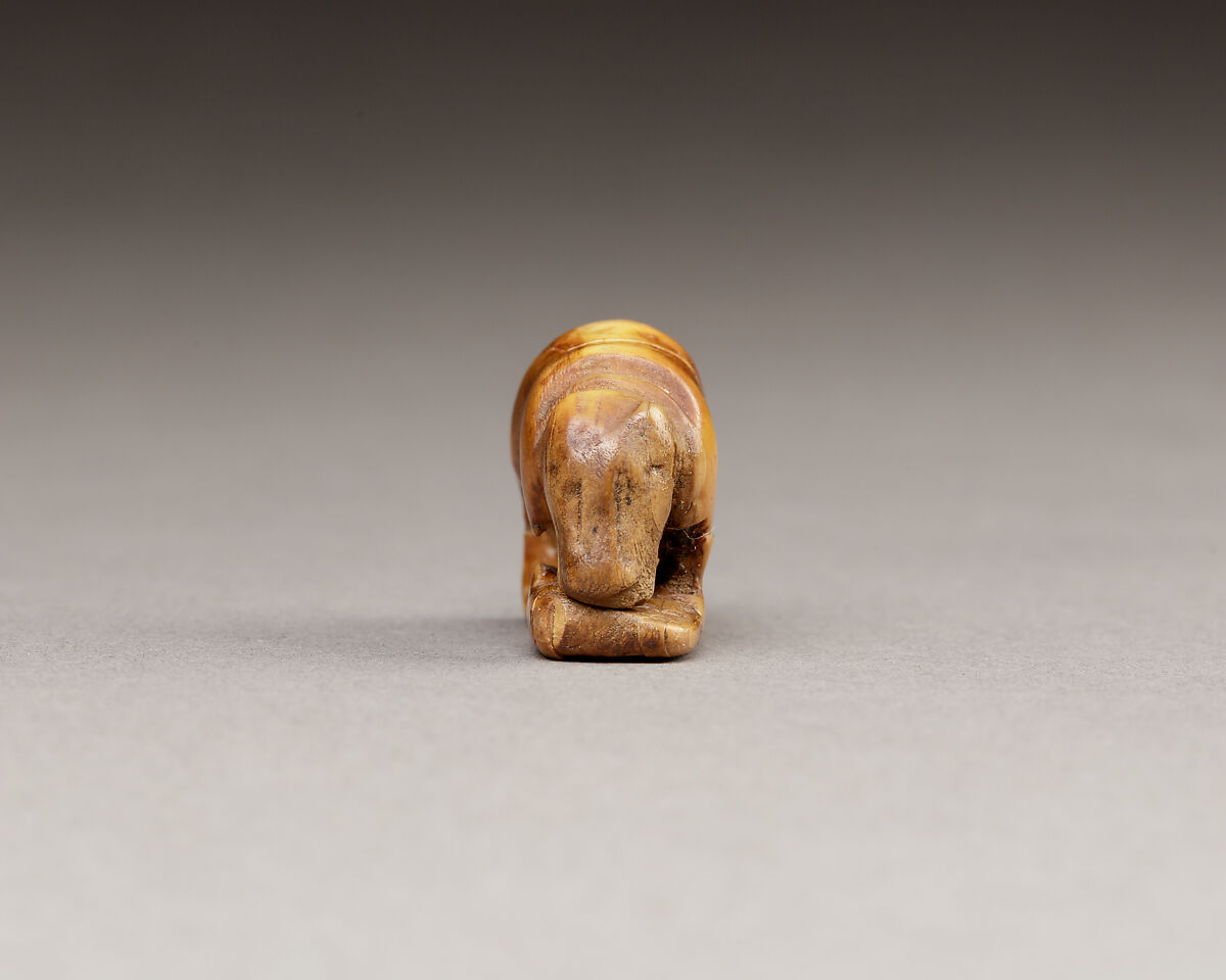 Figurine or amulet of a hippo on a sled, Hippopotomus ivory