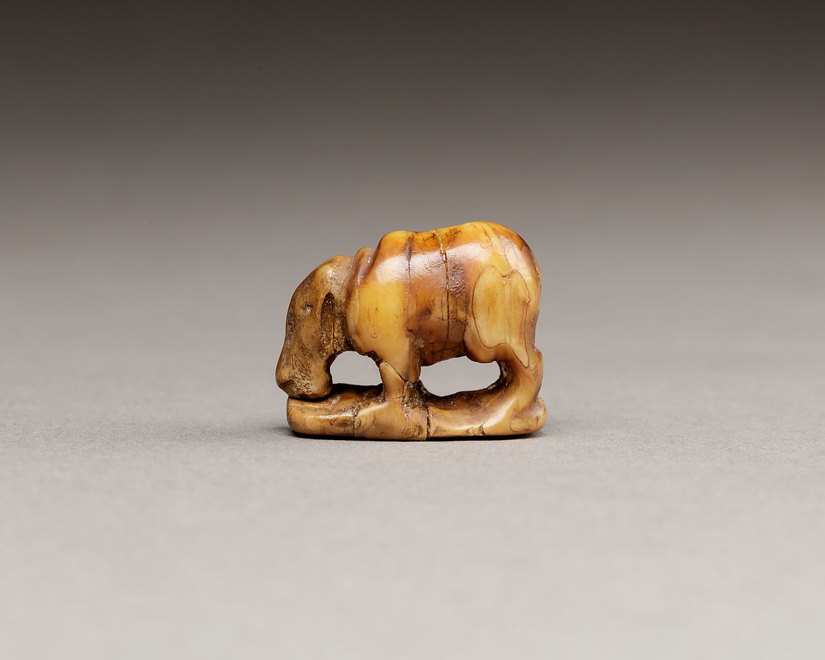 Figurine or amulet of a hippo on a sled, Hippopotomus ivory