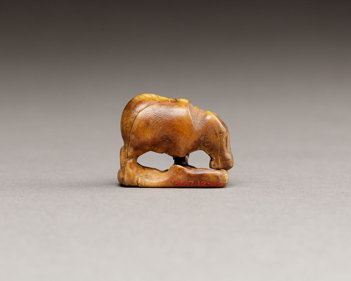 Figurine or amulet of a hippo on a sled, Hippopotomus ivory