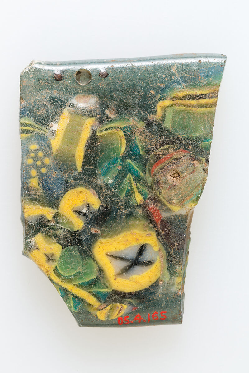 Fragment of floral plaque, Glass 