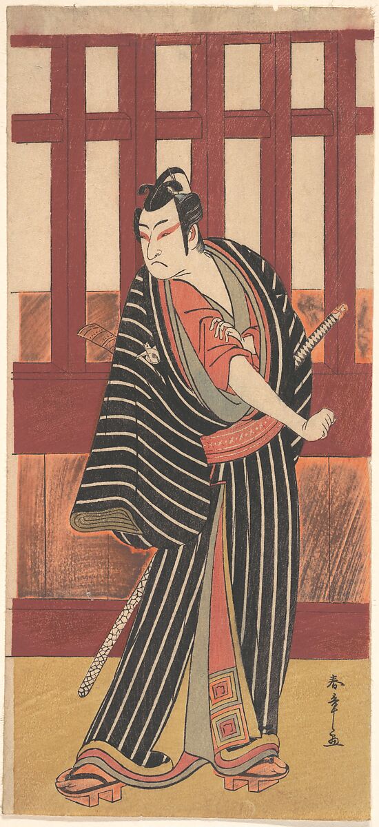 The Second Ishikawa Monosuke in the Role of Karigane Bunshichi, Katsukawa Shunshō　勝川春章 (Japanese, 1726–1792), Woodblock print (nishiki-e); ink and color on paper, Japan 