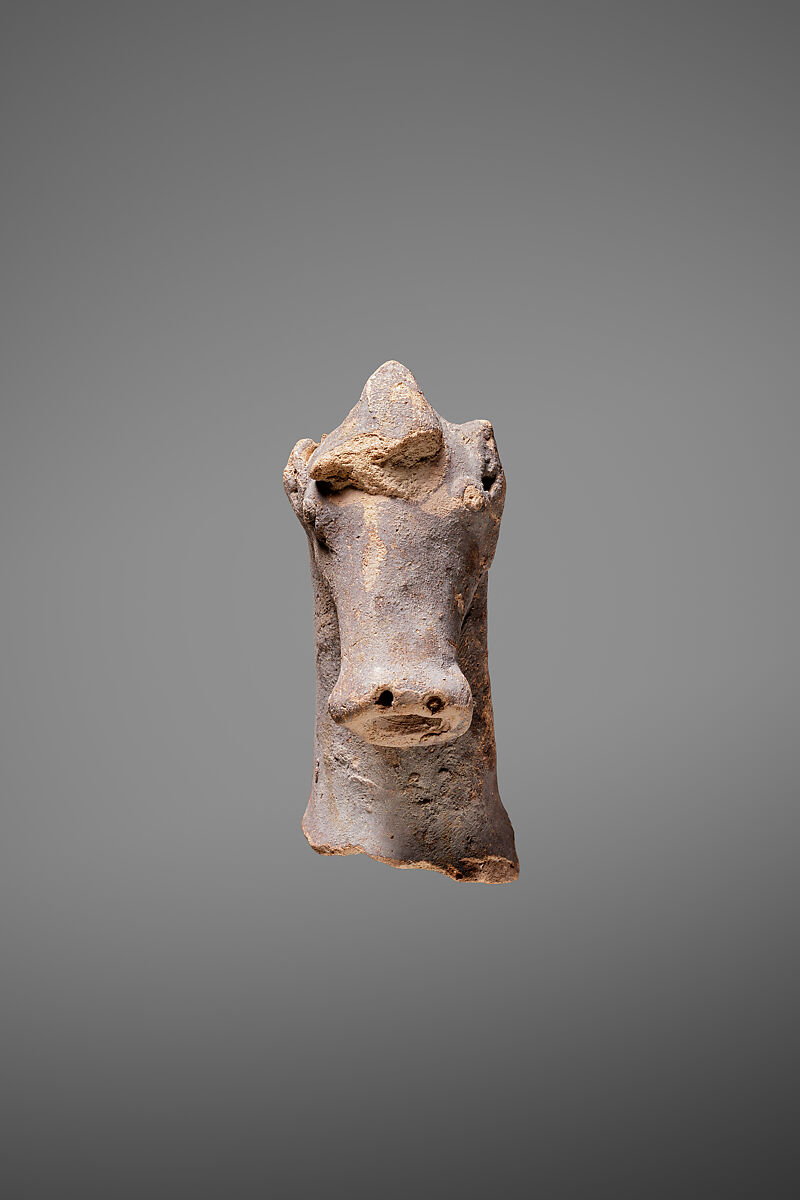 Head from a figure of a horse, Pottery, paint