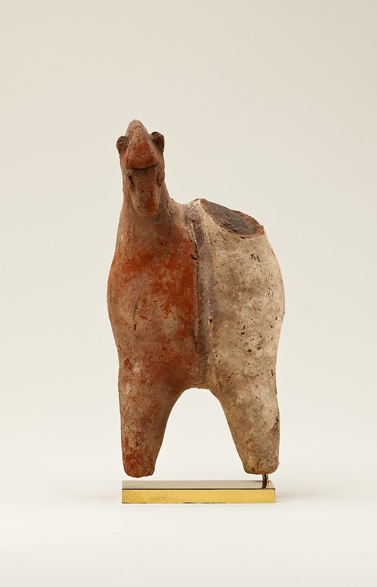Vessel in the shape of a horse, Pottery, paint