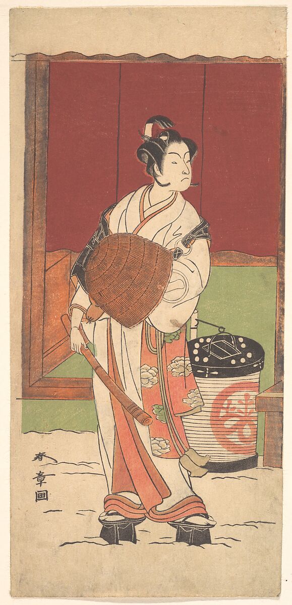 The Actor Ichikawa Monosuke II in the Role of Daito-no-miya Disguised as a Komuso, Katsukawa Shunshō　勝川春章 (Japanese, 1726–1792), Woodblock print (nishiki-e); ink and color on paper, Japan 