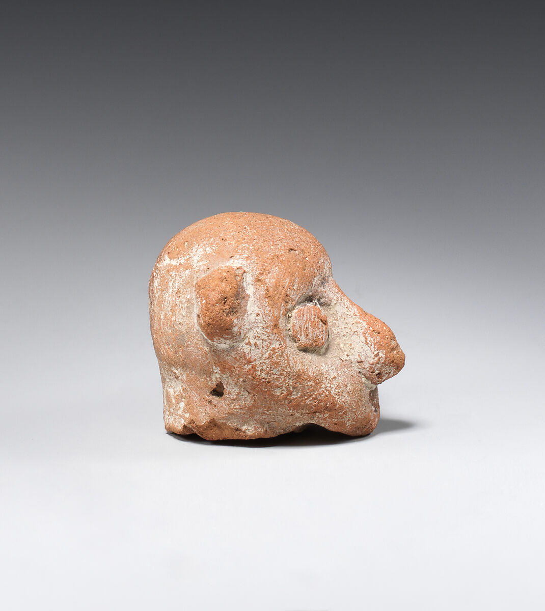 Head of a male figure, Pottery; paint