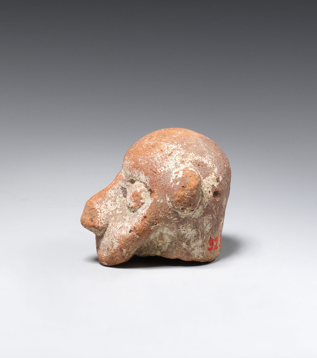 Head of a male figure, Pottery; paint