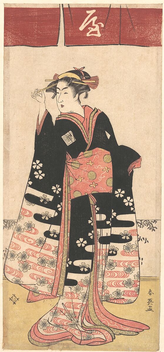 The Actor Ichikawa Monosuke II in an Unidentified Female Role, Katsukawa Shun&#39;ei 勝川春英 (Japanese, 1762–1819), Woodblock print; ink and color on paper, Japan 