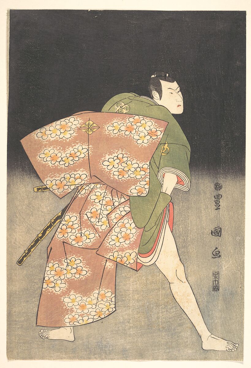 Bandō Minosuke (Mitsugorō III) in the Role of a Young Samurai, Utagawa Toyokuni I (Japanese, 1769–1825), Woodblock print; ink and color on paper, Japan 