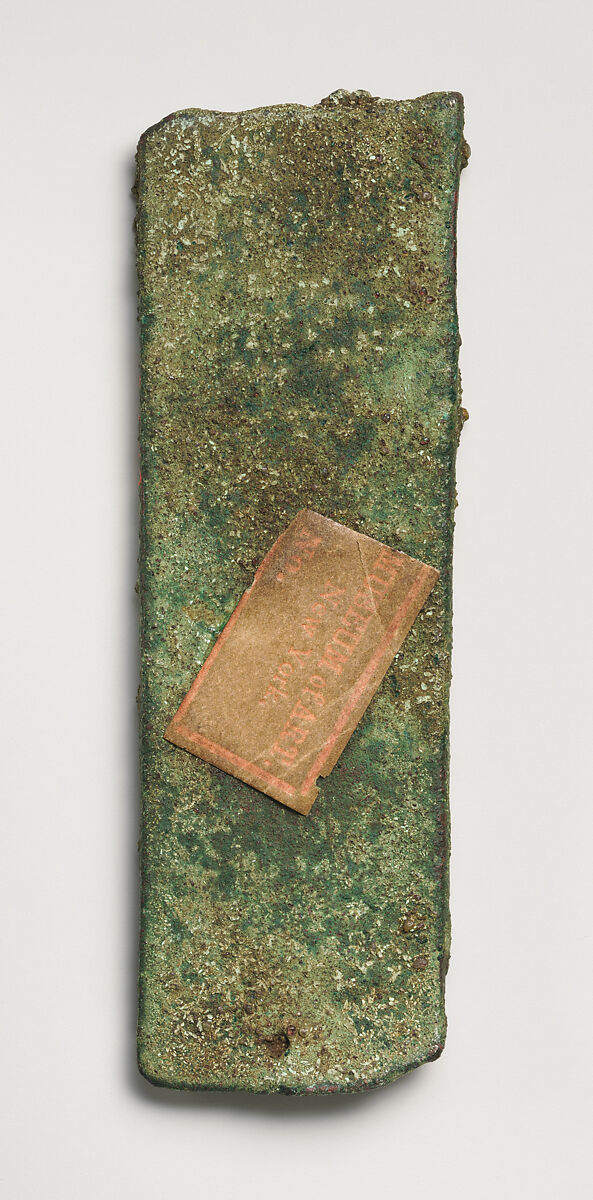 Fitting for the flail of a large statue (?), Bronze or cupreous alloy, vitreous inlay