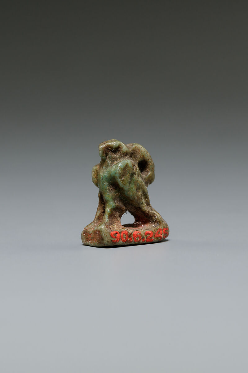 Falcon amulet, Faience