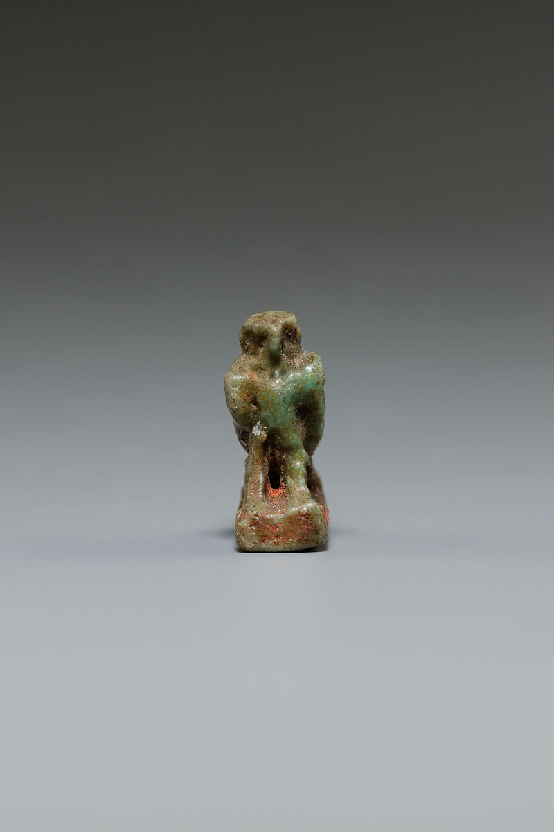 Falcon amulet, Faience