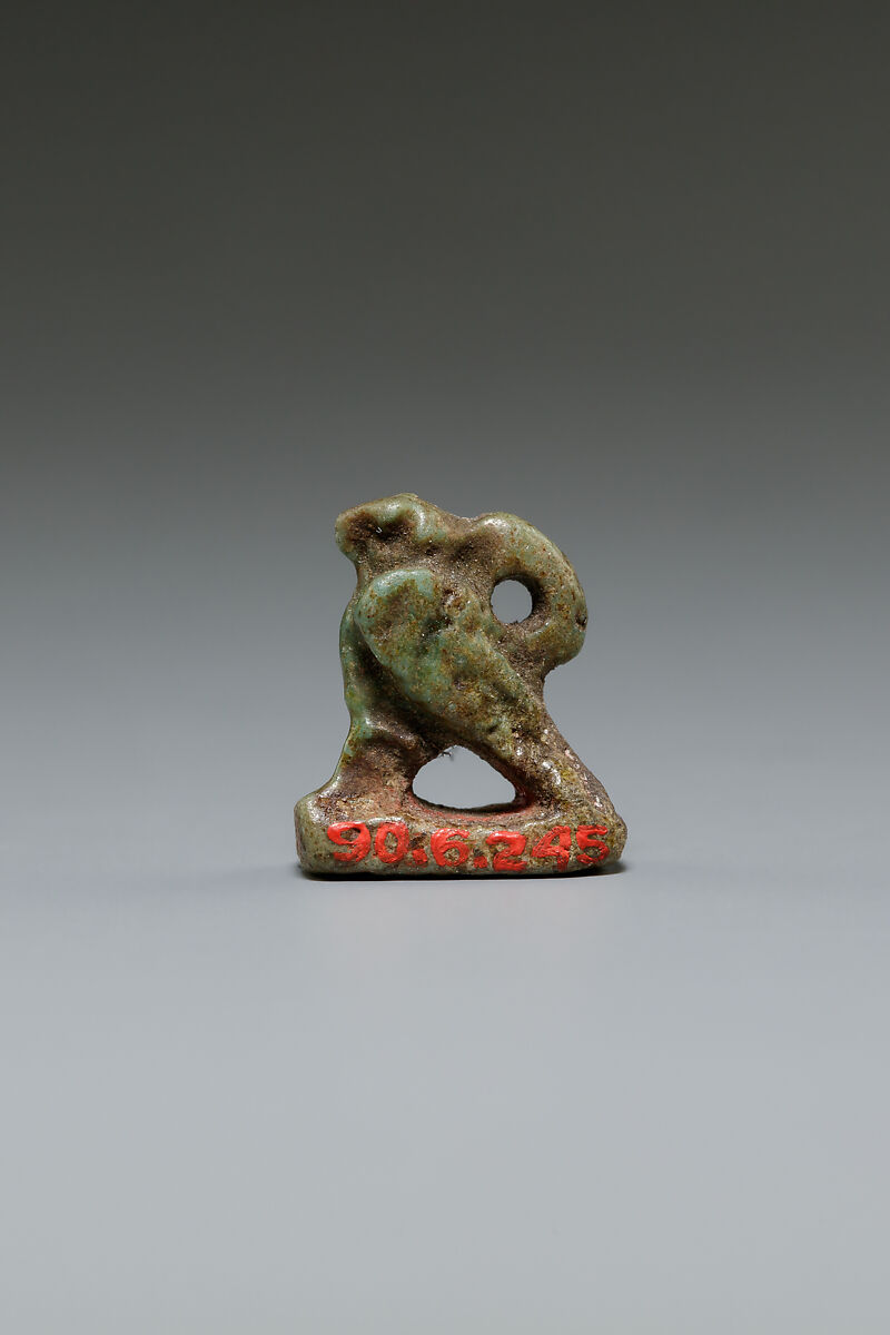Falcon amulet, Faience
