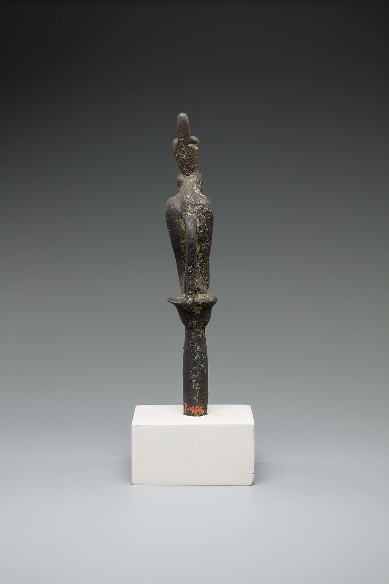 Cobra wearing red crown on a papyrus stem, Bronze or cupreous alloy