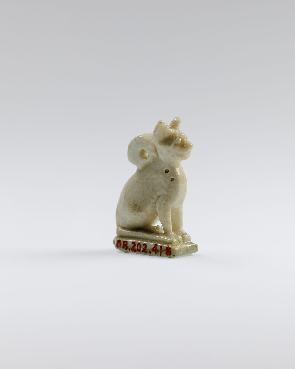 Cat amulet, Faience