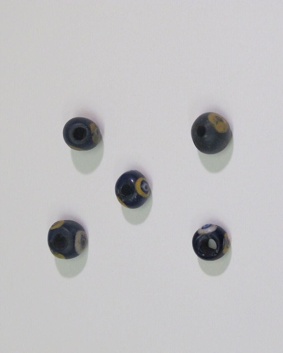 Group of 5 composite eye beads, Glass 