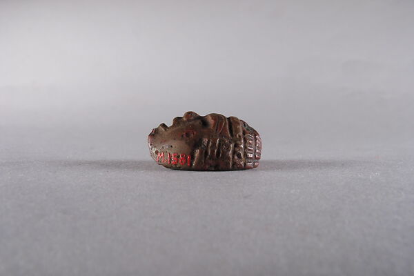 Head Saraboid Inscribed with Hieroglyphs, Red glass ?