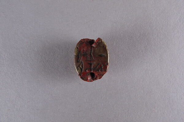 Head Saraboid Inscribed with Hieroglyphs, Red glass ?