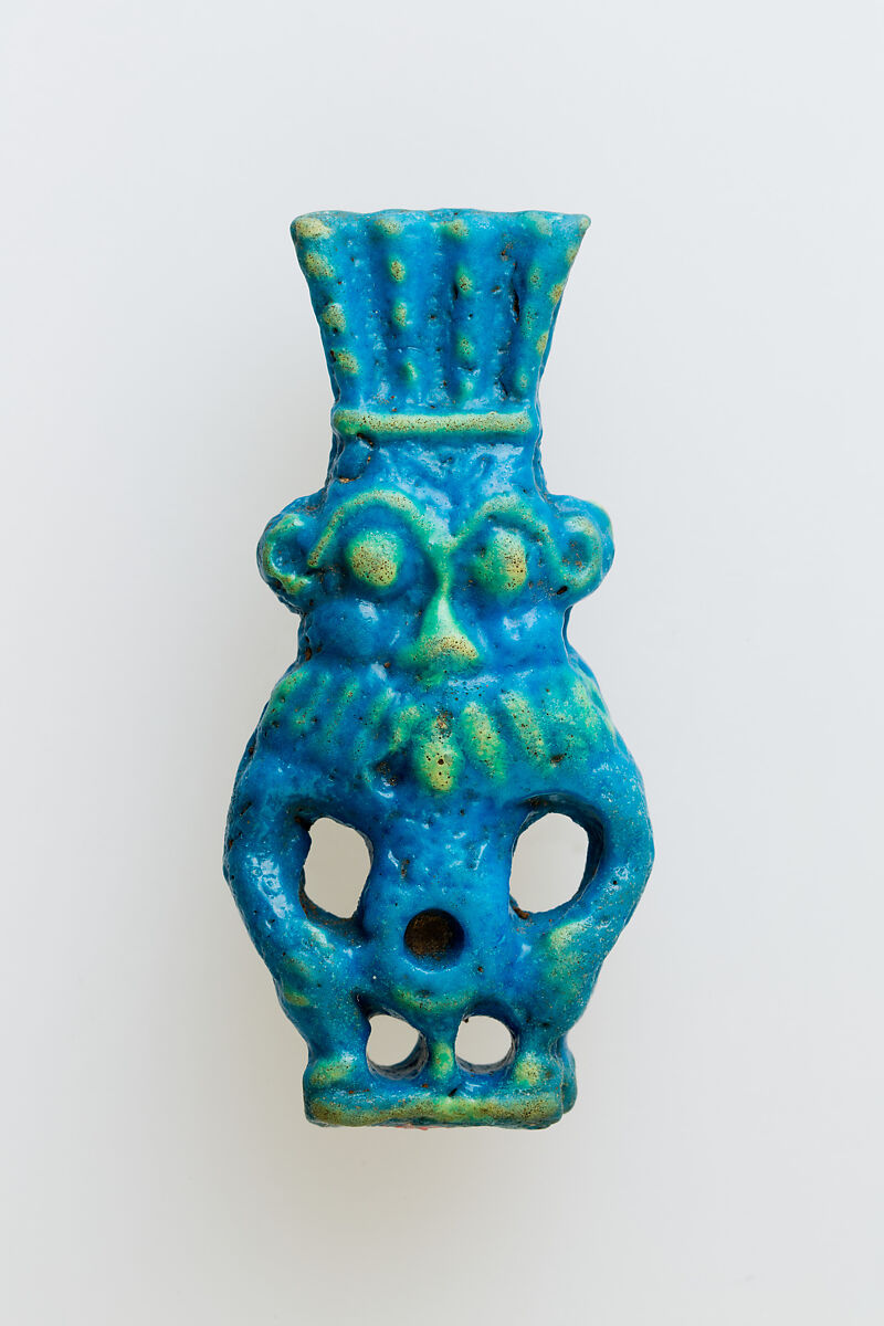 Bes, Blue, yellow faience 