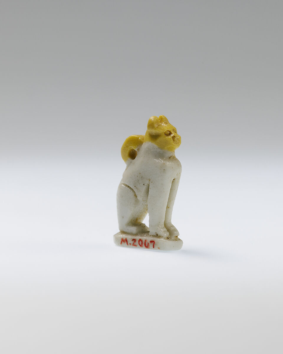 Cat amulet, Faience