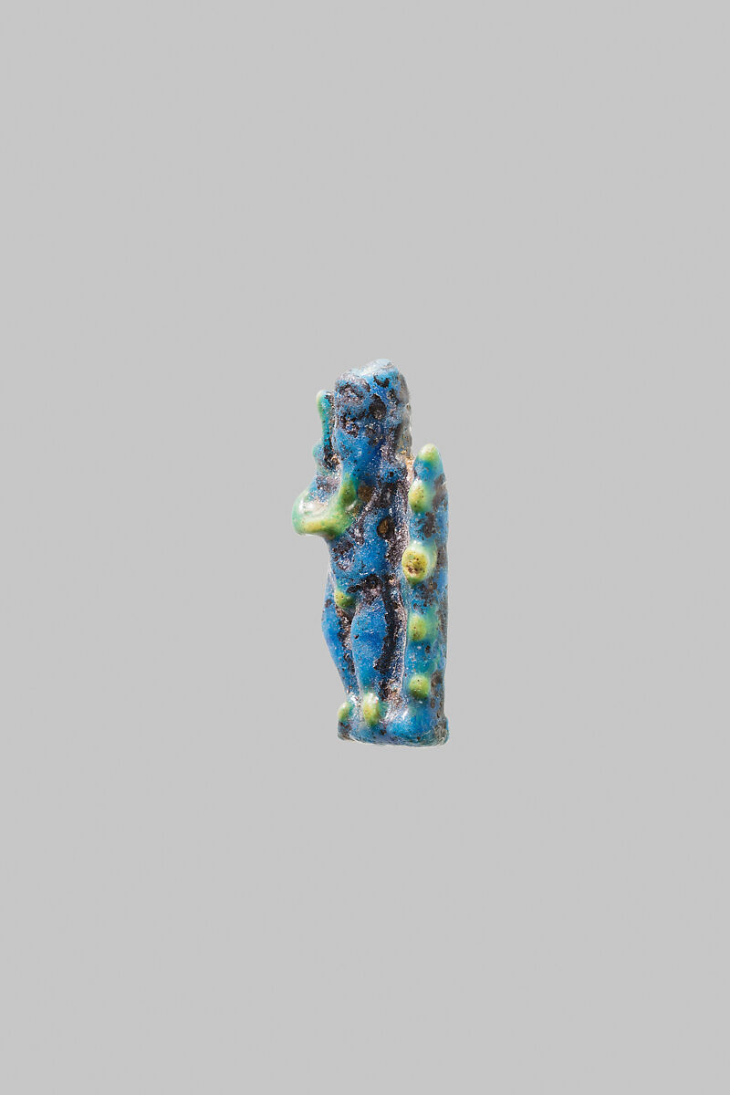 Harpokrates figurine, Blue and yellow faience