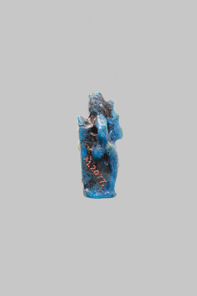 Harpokrates figurine, Blue and yellow faience