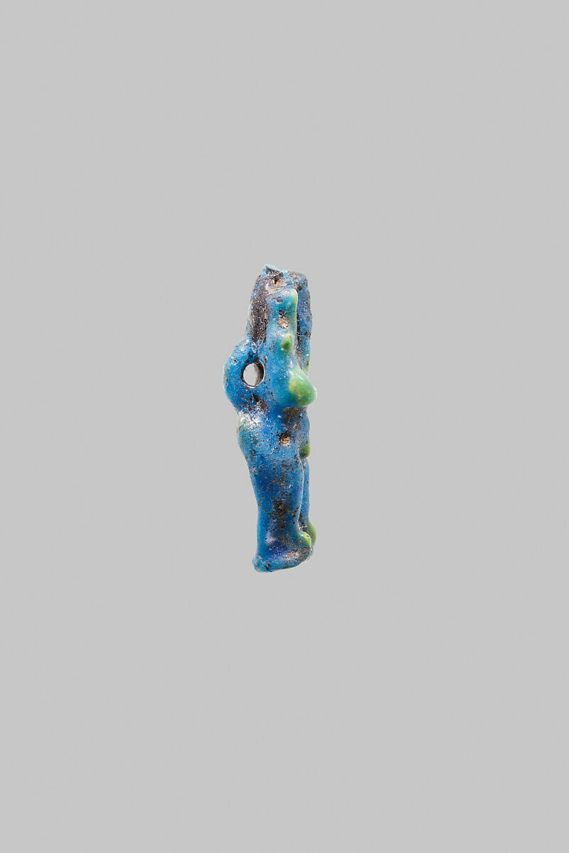 Harpokrates figurine, Blue and yellow faience