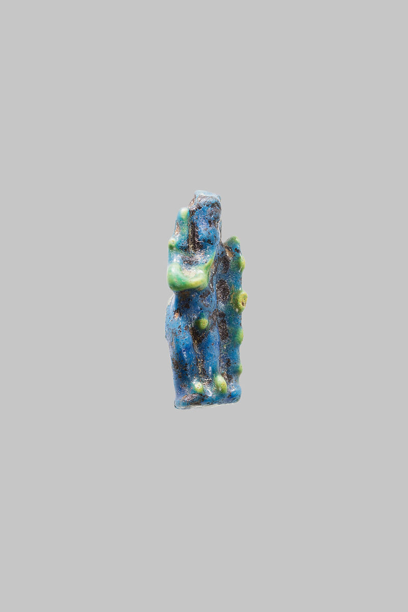 Harpokrates figurine, Blue and yellow faience