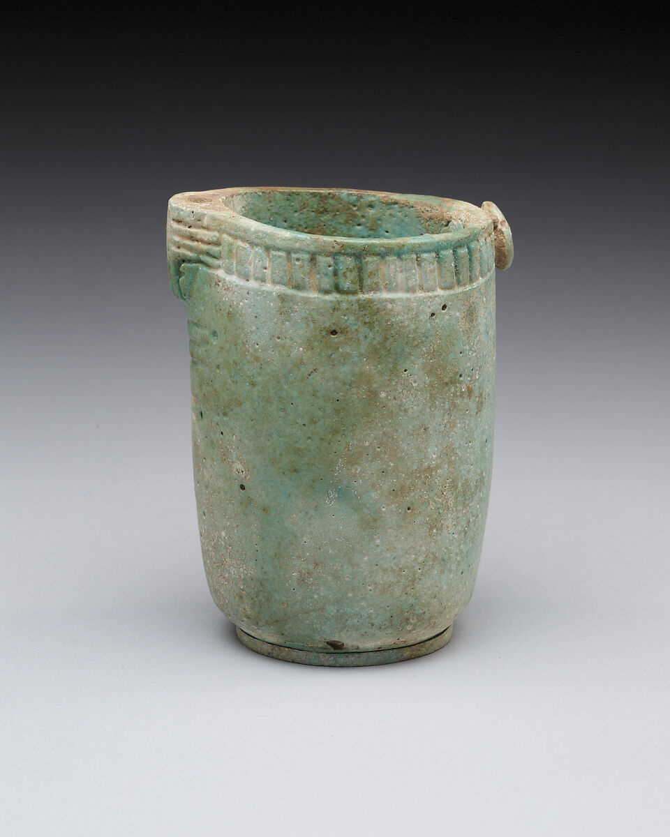 Jar with decorated rim, swivel, and knob, Faience