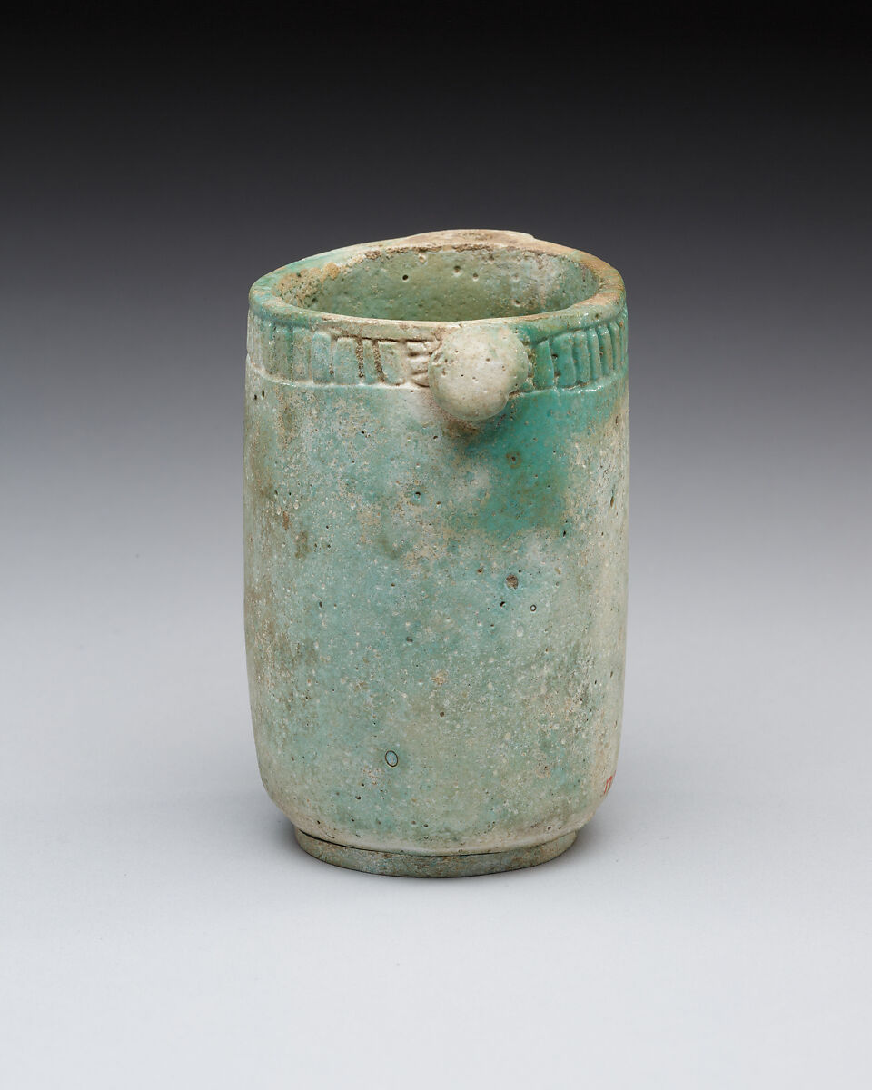 Jar with decorated rim, swivel, and knob, Faience
