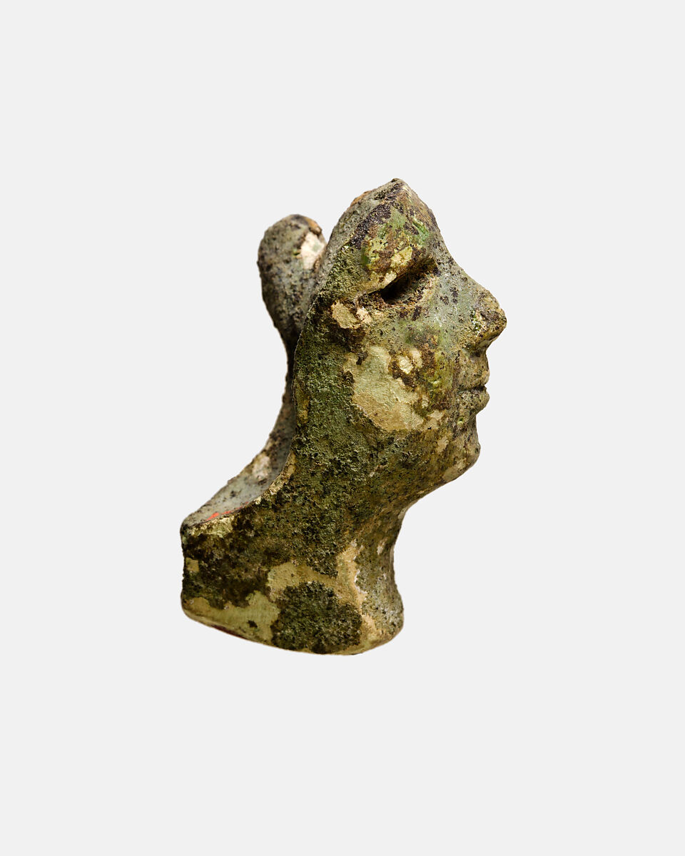 Male (originally red) head for composite statuette, Glass