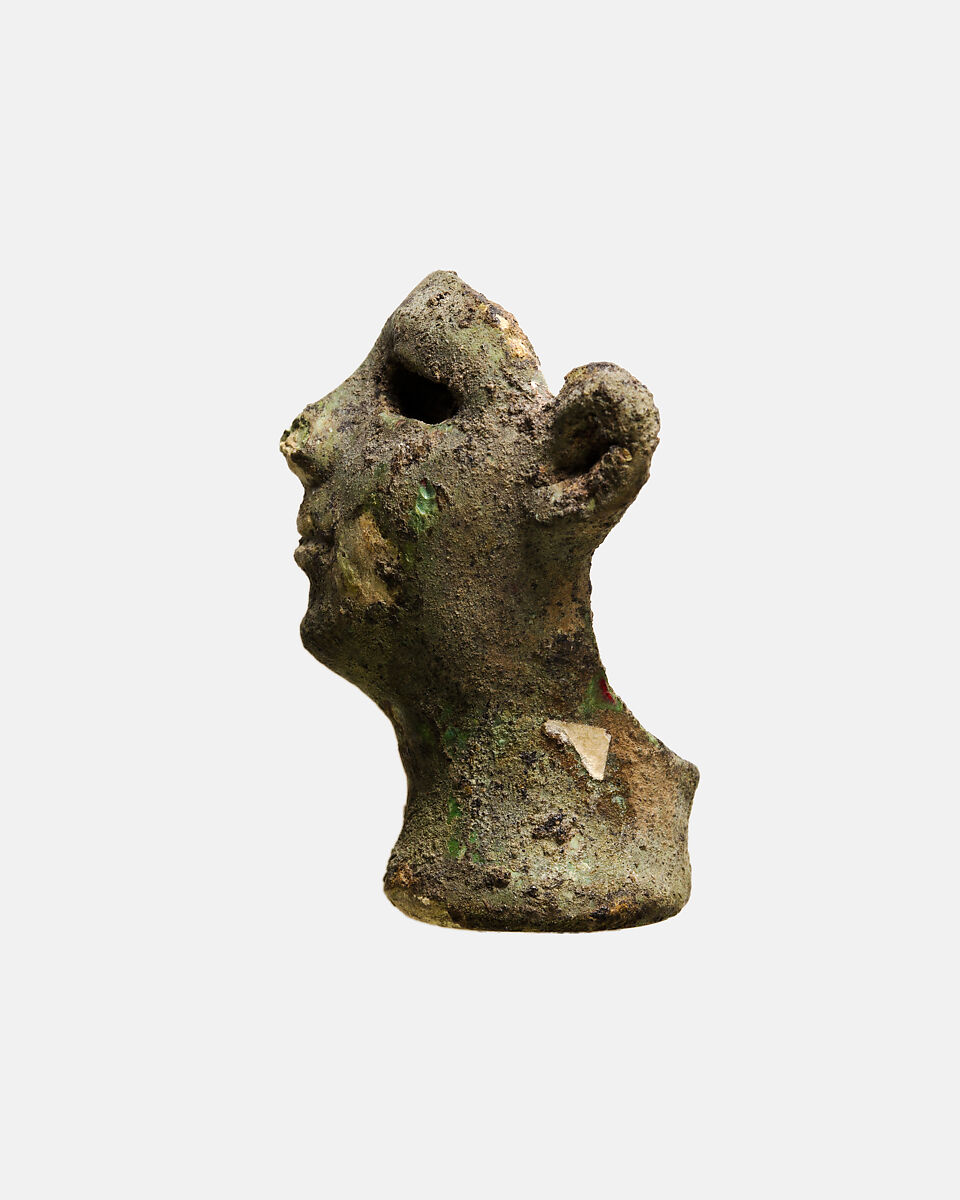 Male (originally red) head for composite statuette, Glass