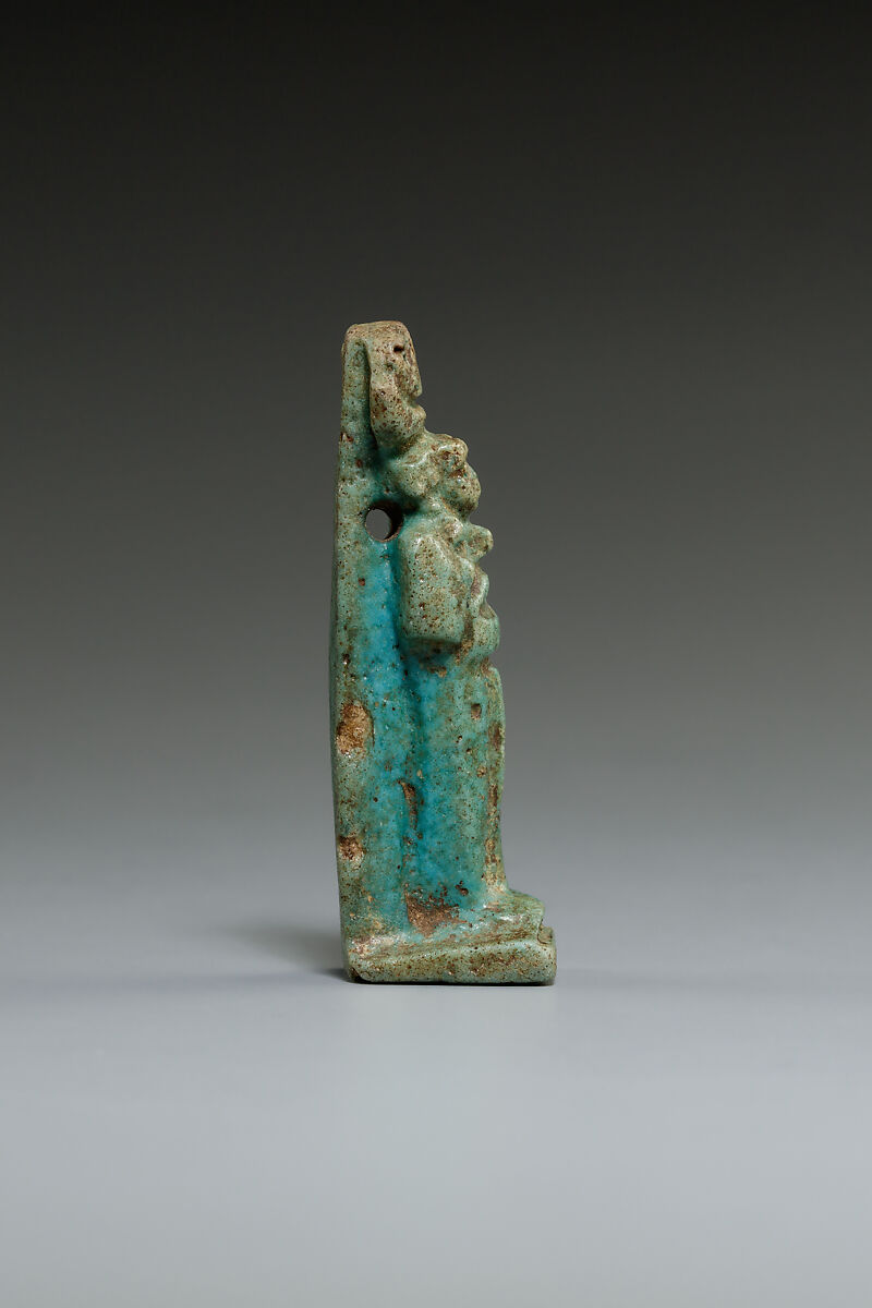 Khonsu amulet, Faience