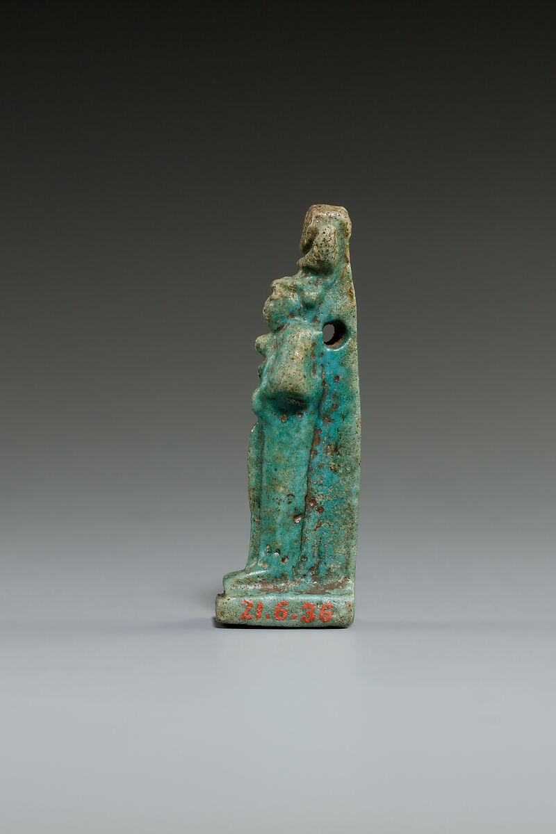 Khonsu amulet, Faience
