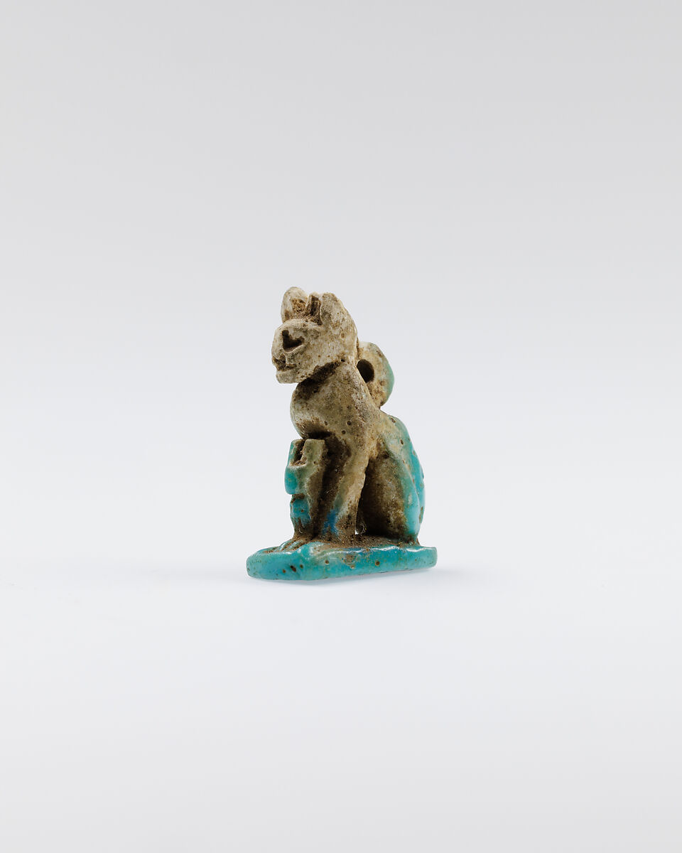 Cat amulet, Faience