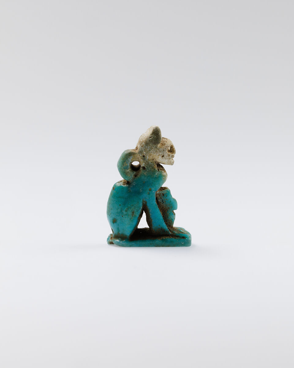 Cat amulet, Faience