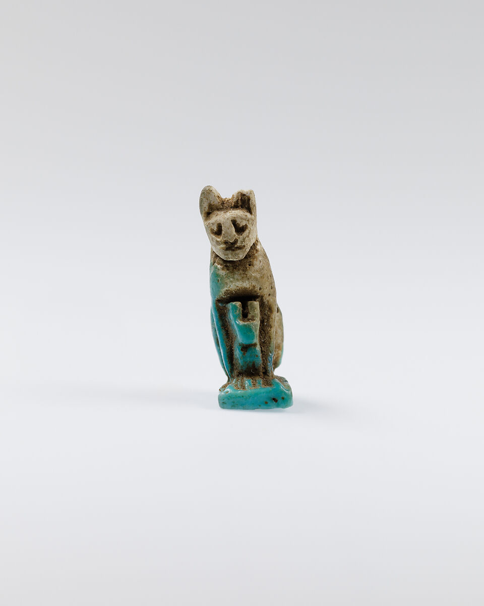 Cat amulet, Faience