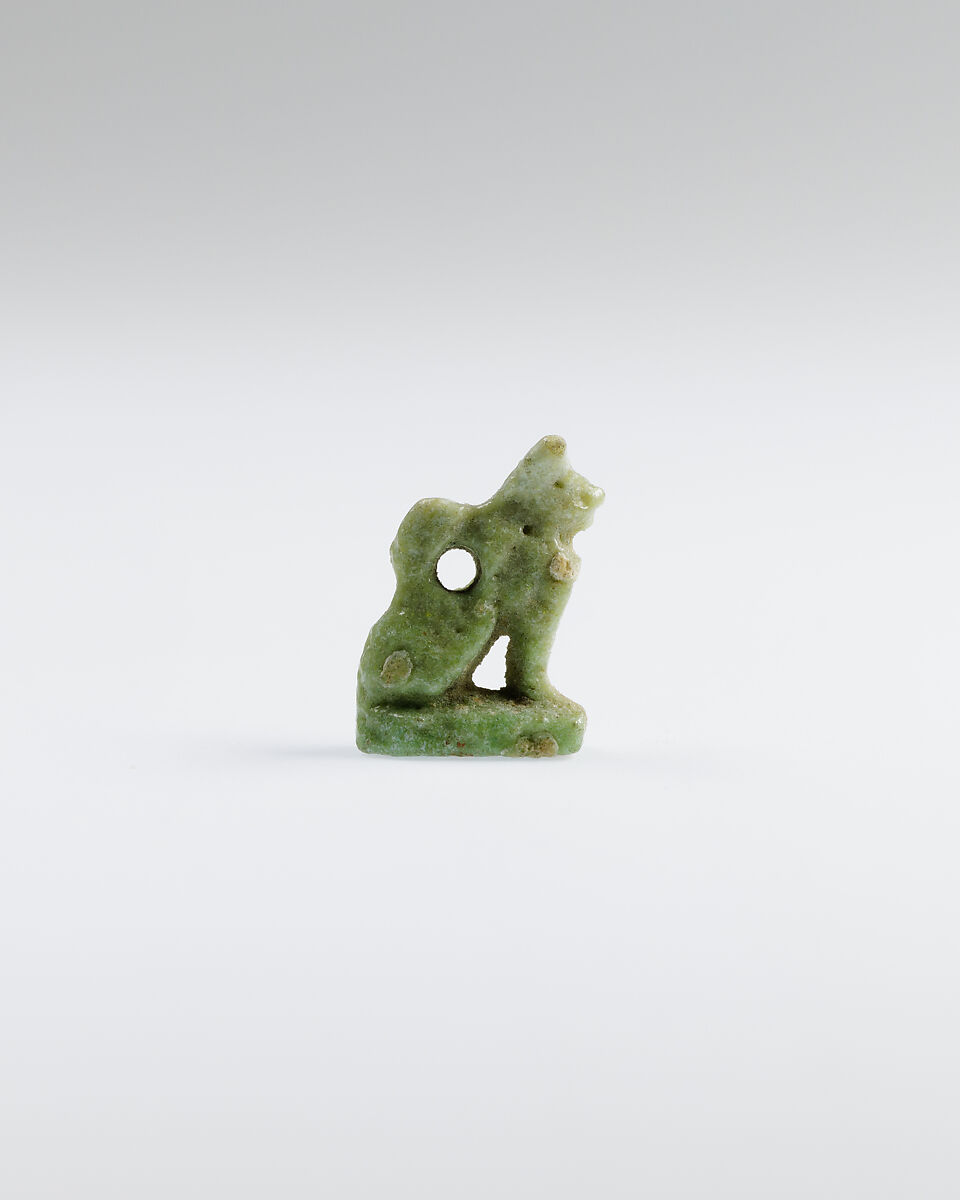 Cat amulet, Faience