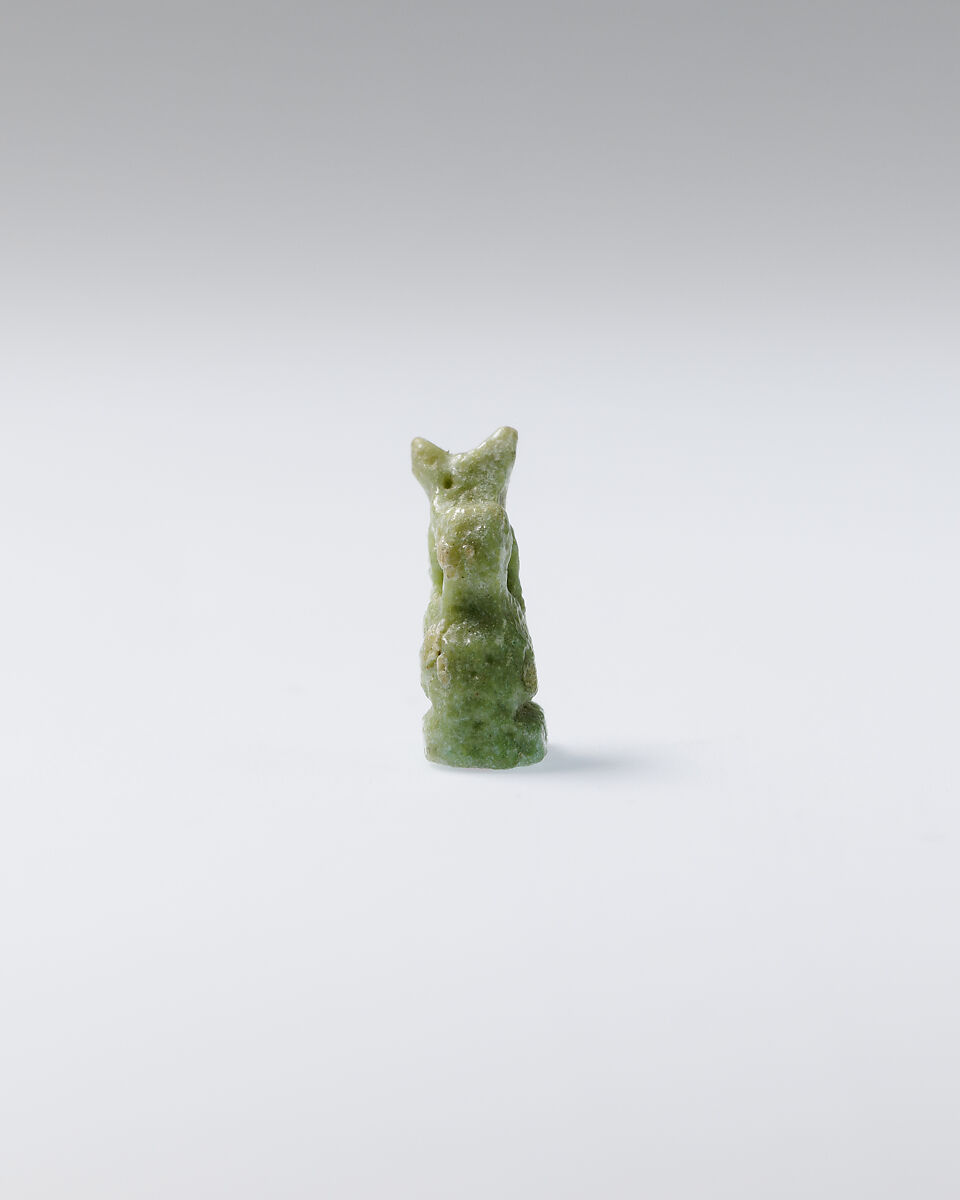 Cat amulet, Faience