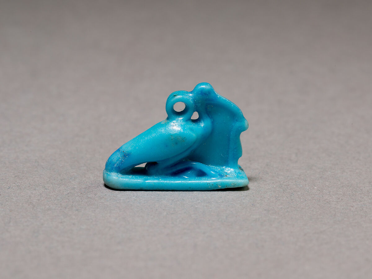 Ibis with maat feather, Faience