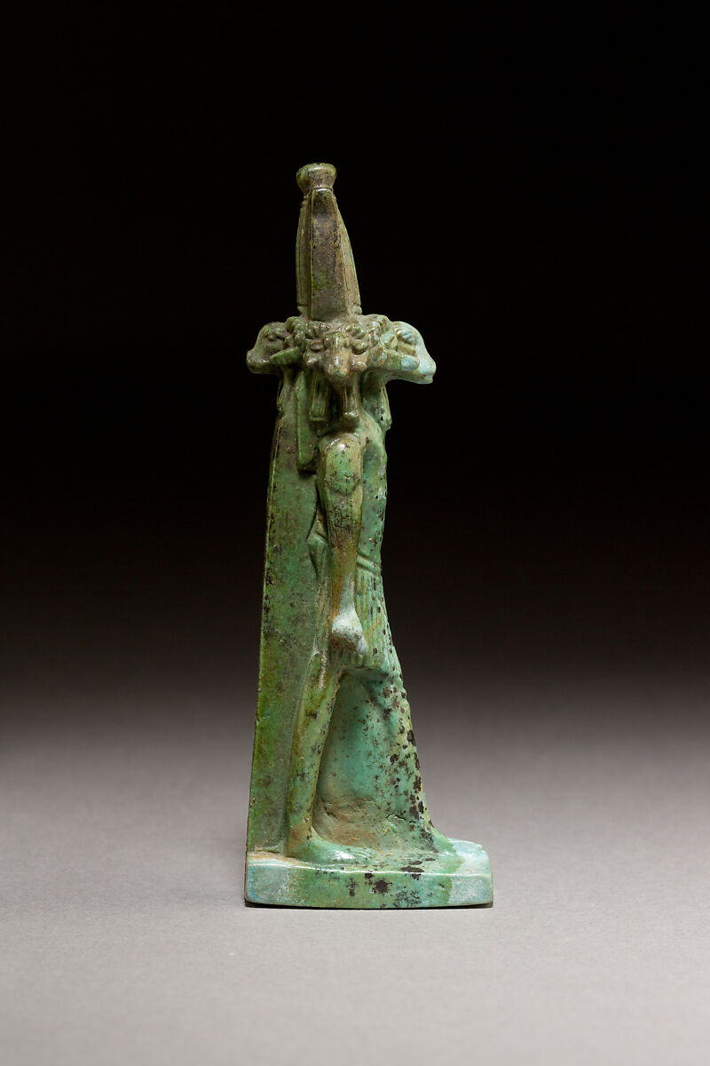 God with four ram heads facing in four directions, probably Khnum, Faience