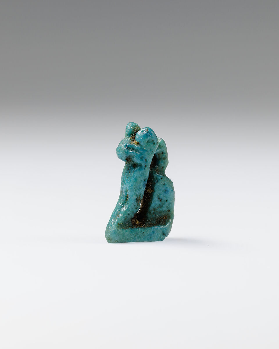 Cat amulet, Faience