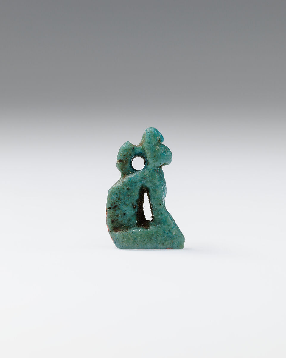 Cat amulet, Faience