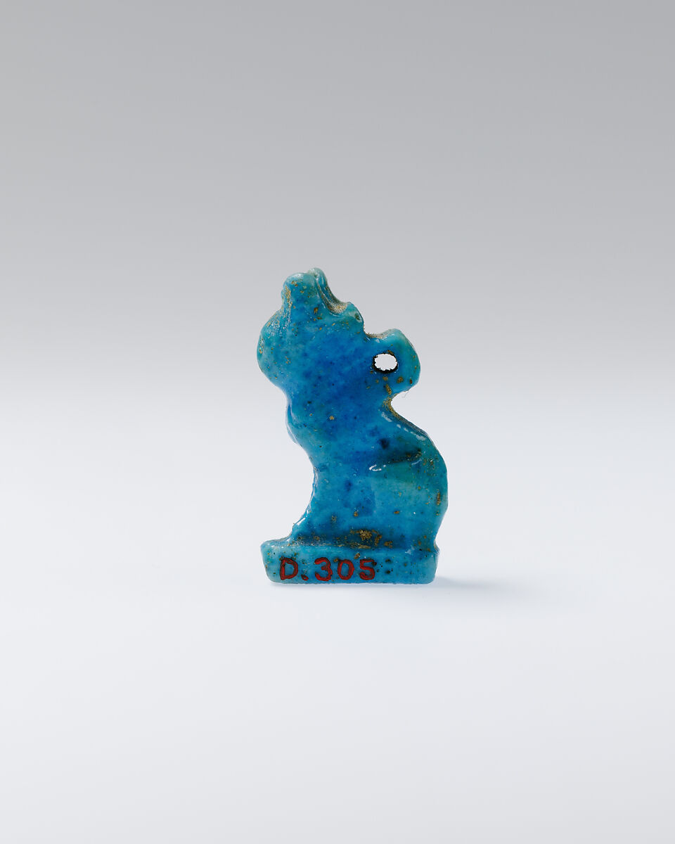 Cat amulet, Blue faience