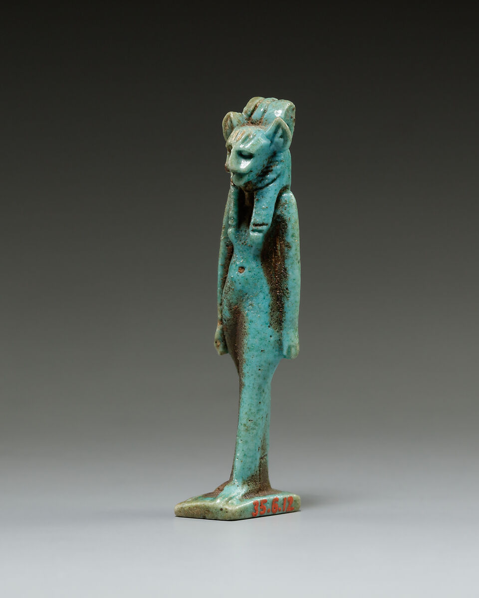Lion-headed goddess, Faience