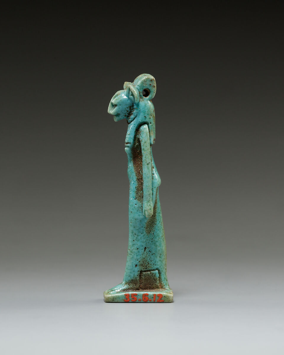 Lion-headed goddess, Faience