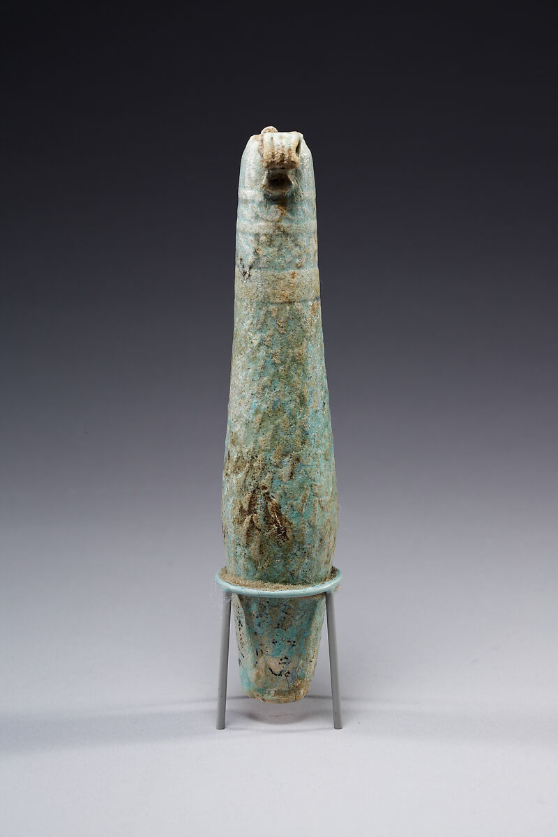 Biconical alabastron with zones of bichrome decoration, Faience