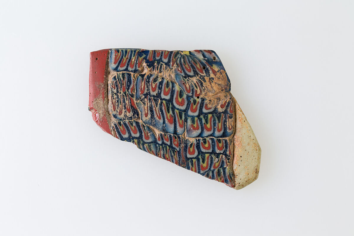 Inlay fragment, feather(?) design, Glass 