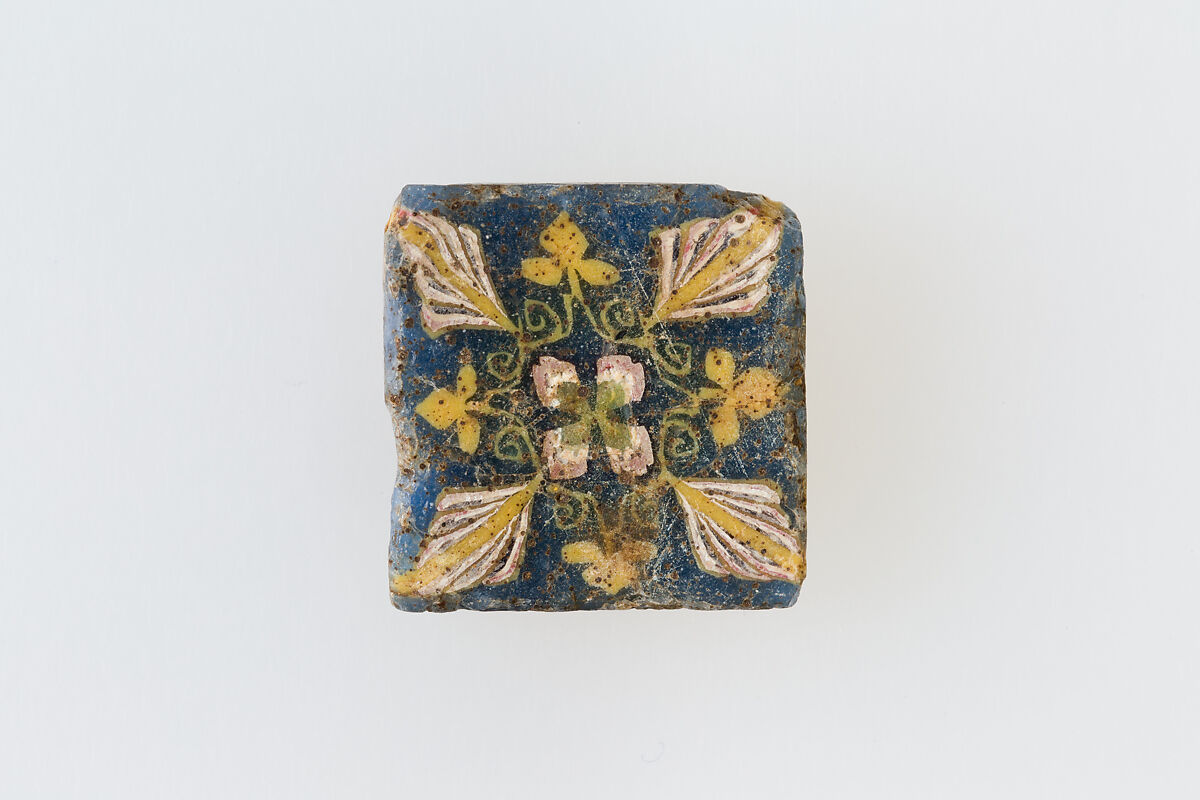 Inlay, square, palmette, Glass