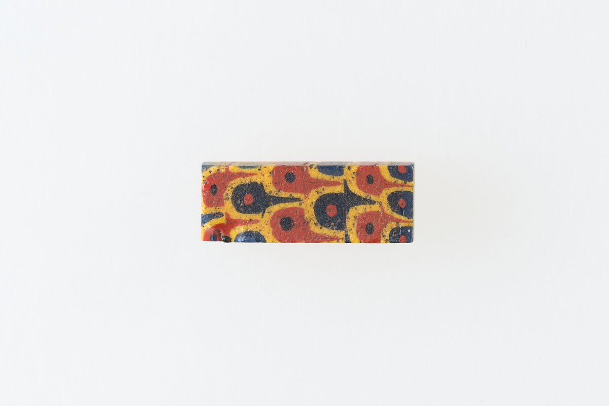 Inlay fragment, feather design, Glass